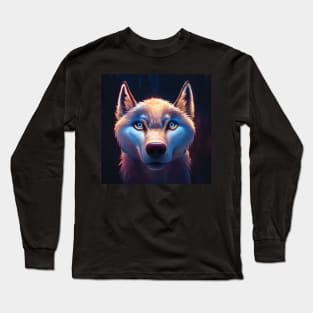 Wolf with Striking Blue Eyes Long Sleeve T-Shirt